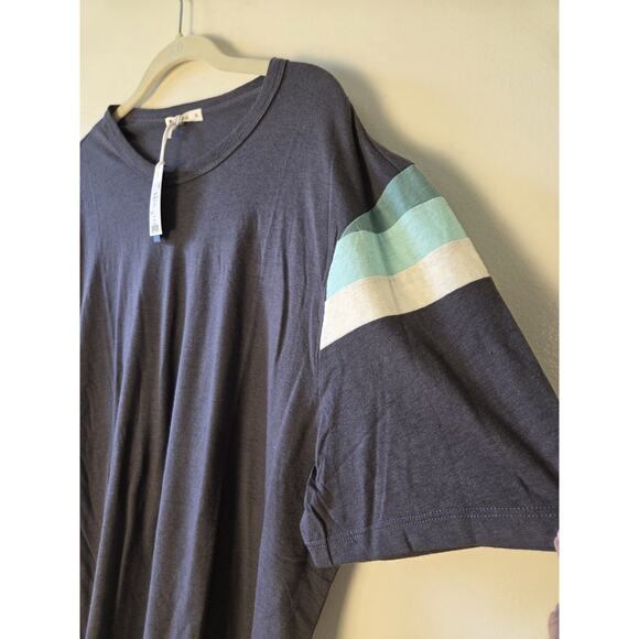 Marine Layer Banks Striped Shoulder Short Sleeve Tee Mens XL Asphalt Gray NWT - Picture 3 of 7